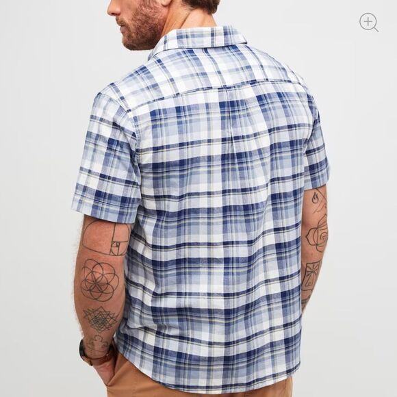 Line of Trade The‎ Wellfleet Madras Shirt Ocean Blue 2XL NWT in packaging - Picture 5 of 9